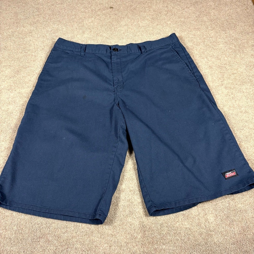 Dickies Work Shorts Mens W36 Navy Blue Zip Fly Slash Pockets Mid Rise Workwear